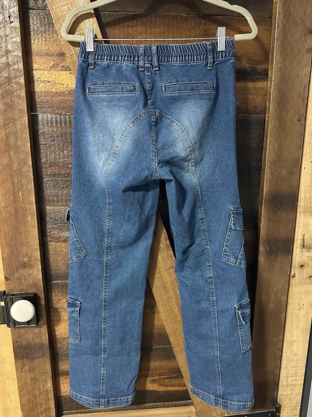 V.I.P. Y2K Denim Cargo Jeans Size 7/8 Medium Wash Utility Pants